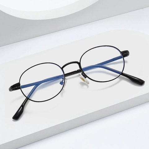Gafas De Marco Metálico Ovaladas Retro Con Filtro De Luz Azul Ligeras Minimalistas Chic Para Mujeres Hombres