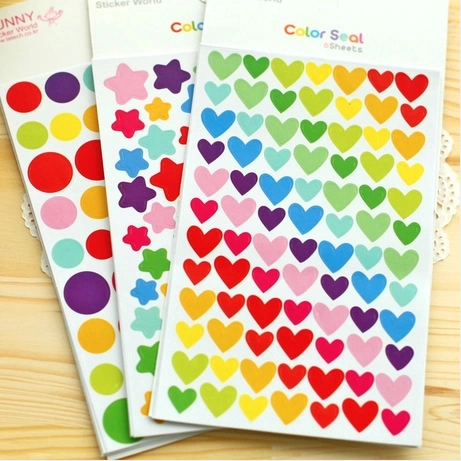Adesivi Decorativi Colorati Cartoncino Forme Cuore Stella Per Scrapbooking Diario DIY Manuale Studente Arte