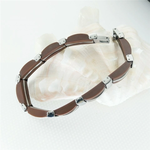 Bracciale Da Uomo In Acciaio Inossidabile 316L Silicone Giuntato Stile Industriale Gioielli Magnetici Alla Moda