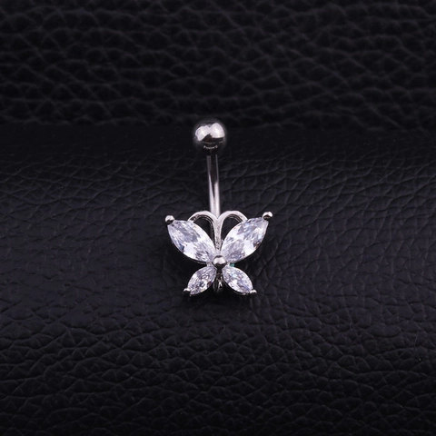 Stainless Steel And Copper Belly Button Ring Dangle Cubic Zirconia Body Piercing Jewelry Navel Rings For Women Heart Star
