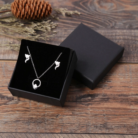 Matte Black Jewelry Gift Boxes Kraft Cardboard Packaging For Necklaces Bracelets Rings And Watches Elegant Minimalist