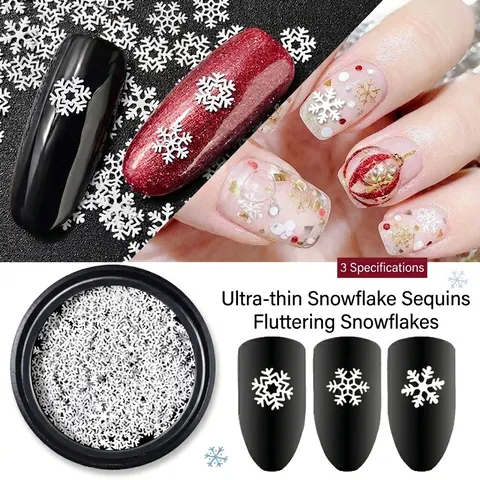 Witte Sneeuwvlok Nagelkunst Pailletten Dunne Metalen Vlokken Kerst Winter DIY Decoratie Manicure Accessoires