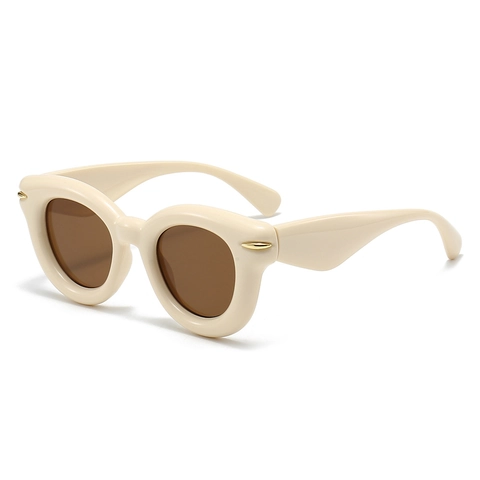 Retro Round Thick Frame Sunglasses Fashion Bubble Style PC Frame UV400 Protection Eyewear For Outdoor Party Unisex