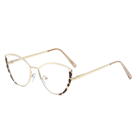 Montatura Occhiali Occhio Di Gatto Donna Metallo Cavo Anti Luce Blu Moda Ottica Di Tendenza Senza Prescrizione