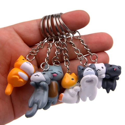 Llavero De Gato De Dibujos Animados Lindo Figura De Animal En Miniatura De PVC Resina Colgante De Bolsa Estilo Japonés