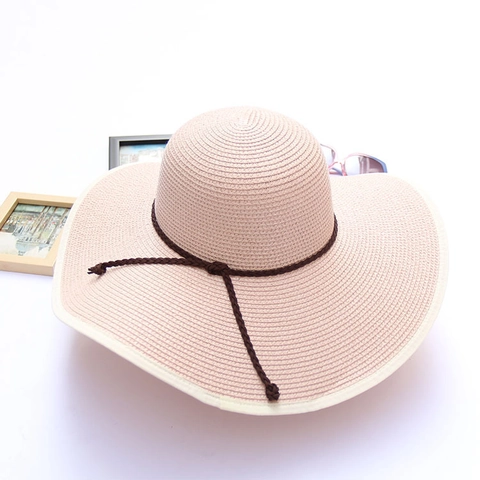 Women Wide Brim Paper Straw Hat Foldable Beach Sun Hat With Ribbon Bow Vacation Summer Sunshade Outdoor Travel Straw Hat