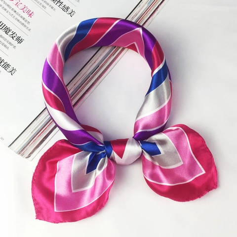 Elegant Satin Polyester Small Square Scarf Professional Neck Kerchief Fashion Geometric Stripe Floral Dot For Women