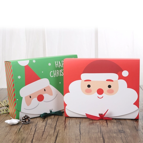 Weihnachtsgeschenkbox Weihnachtsmann Cartoon Karton Verpackung Für Süßigkeiten Partyabend Mit Bandschleife