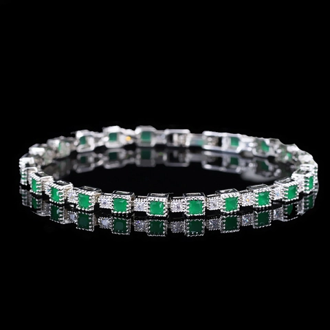 Bracciale Di Lusso In Rame Con Zirconi Quadrati Per Donna Catena Elegante Pietre Colorate