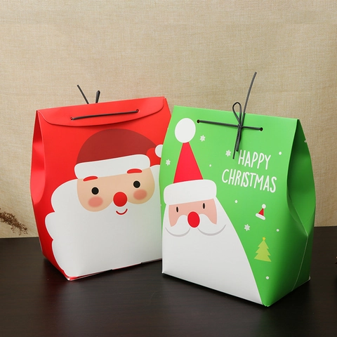 Sacchetti Confezione Regalo Natale Scatole Cartone Carta Babbo Natale Festa Con Manici Stampa A Caldo