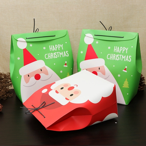 Sacchetti Confezione Regalo Natale Scatole Cartone Carta Babbo Natale Festa Con Manici Stampa A Caldo