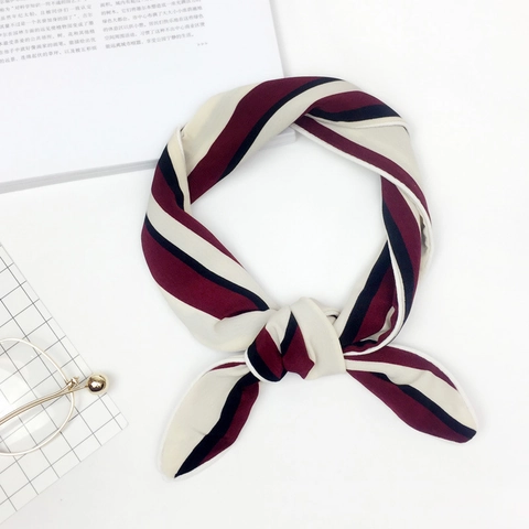 Pañuelo Estrecho Efecto Satén Para Mujer Estampado Rayas Flores Pañoleta Multiusos Diadema Cinta Accesorios De Moda