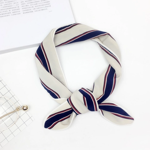 Pañuelo Estrecho Efecto Satén Para Mujer Estampado Rayas Flores Pañoleta Multiusos Diadema Cinta Accesorios De Moda