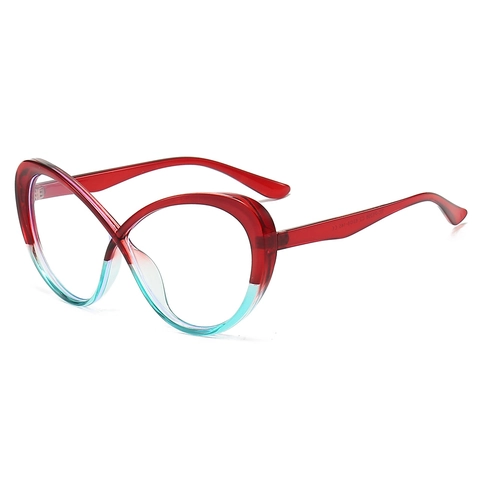 Fashion Infinity Shape Anti Blue Light Glasses TR90 Oversized Butterfly Frame Contrast Color Gradient Decorative Eyewear