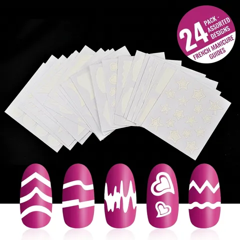 Autocollants Manucure Française Nail Art Pochoirs Ligne Sourire DIY Motif Géométrique Décoration Accessoire Pour Femmes Élégant