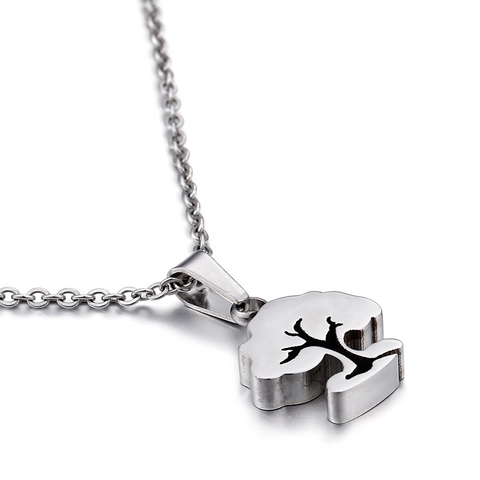 Collar De Árbol De La Vida Y Pendientes De Botón Acero Inoxidable Chapado Oro 18K Joyería Moda Mujer