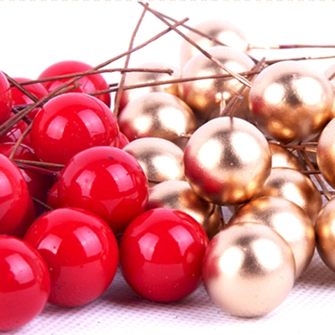 Kerst Kunstmatige Rode Gouden Bessen Picks Schuim Bessen Stelen Voor Krans Guirlande DIY Kerstboom Decoratie Huis Vakantie Feest Accessoires