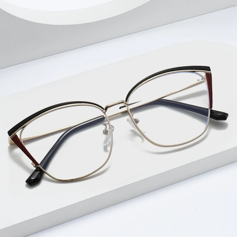 Montatura Occhiali Da Vista Cat Eye Da Donna Metallo Filtro Luce Blu Accessorio Elegante Per Ufficio