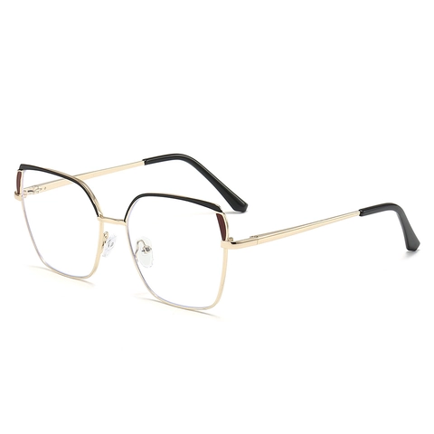 Fashion Oversized Square Metal Eyeglass Frames Women Anti Blue Light Plain Glasses Trendy Color Block Optical Glasses Frame