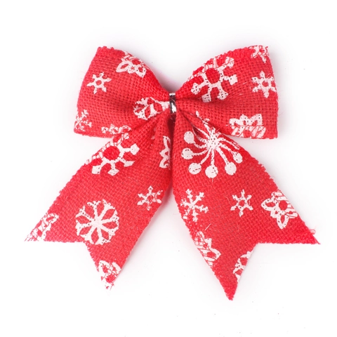 Adornos De Lazo De Navidad De Arpillera Y Yute Con Estampado De Copo De Nieve Para Árbol De Navidad Decoración Rústica