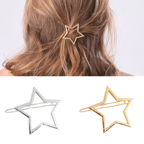 Pinzas Para El Cabello De Aleación Huecas En Forma De Estrella Clips Laterales Geométricos Simples Para Mujeres Elegantes