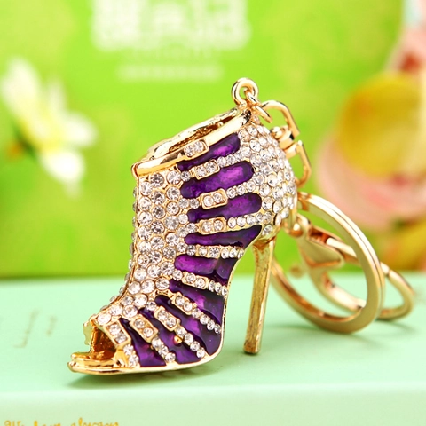Rhinestone High Heel Handbag Keychain Alloy Metal Bag Charm Pendant Decorative Purse Accessory For Women Gift