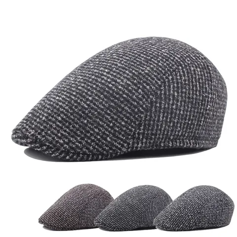 Coppola Uomo Stile Britannico Retrò Misto Lana Tweed Cappello Ivy Caldo Ispessito Newsboy Cap Classico Cappello Da Esterno