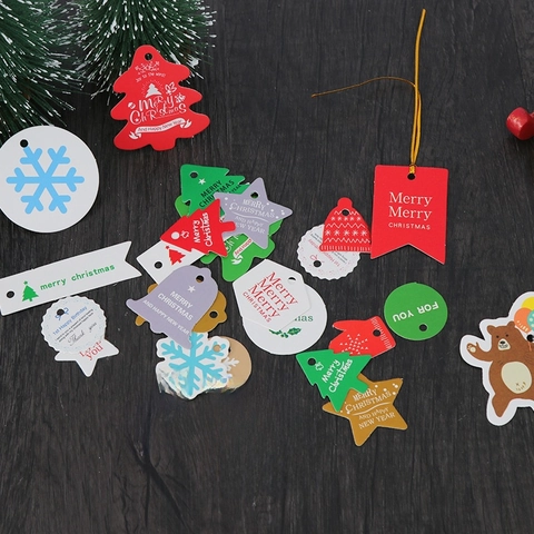 Weihnachtsgeschenk Anhänger Weißer Karton Papier Bedruckte Etiketten Für Feiertagsparty Geschenkverpackung Dekorative Stile