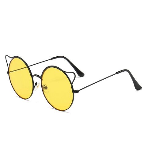 Gafas De Sol Redondas Con Orejas De Gato Marco De Metal Protección UV400 Gafas De Moda Para Mujeres Fiesta Viaje Exterior