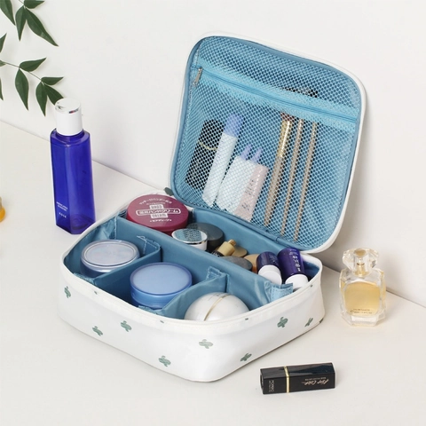 Tragbare Kosmetiktasche Große Kapazität Wasserdichtes Oxford Gewebe Reise Make Up Organizer Mit Trennwänden Griff
