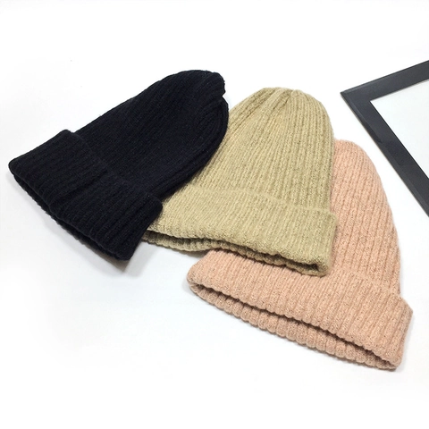 Knitted Beanie Hat Ribbed Solid Color Warm Winter Cuff Skully Cap For Men Women Casual Outdoor