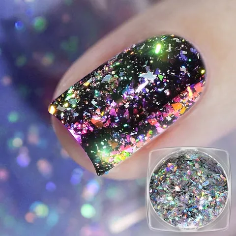 Polvere Glitter Per Unghie Specchio Camaleonte Aurora Fiocchi Iridescenti Laser Olografici Decorazione Manicure Pigmento DIY