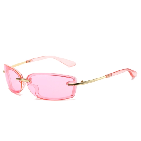 Y2K Futuristisch Randloos Vierkante Zonnebril Vrouwen UV400 Candy Kleur Metalen Pootje Zonnebril Voor Outdoor Reizen Mode Outfits