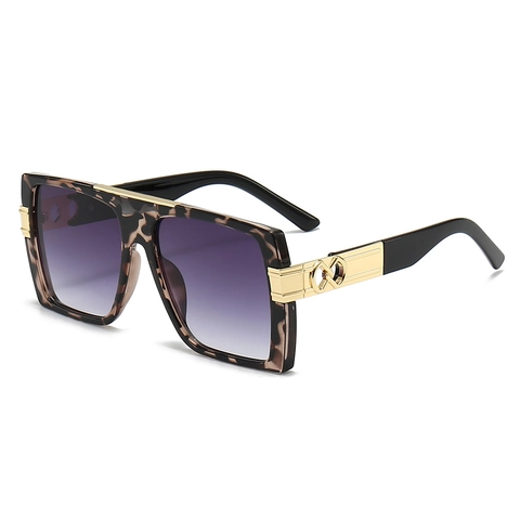 Damen Quadratische Große Sonnenbrille UV400 Schutz PC Material Vintage Mode Sonnenbrille Mit Metall Unendlichkeit Dekor