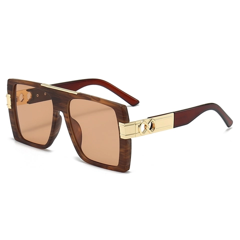 Damen Quadratische Große Sonnenbrille UV400 Schutz PC Material Vintage Mode Sonnenbrille Mit Metall Unendlichkeit Dekor