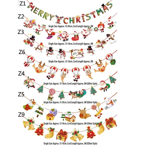 Banner Di Natale Ghirlanda Carta Glitter Ornamenti Appesi Cartone Animato Merry Christmas Decorazione Per Festa Casa Festivo