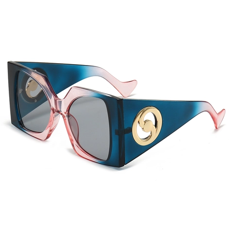Oversized Square Sunglasses UV400 Protection PC Frame Fashion Gradient Lens Retro Metal Decoration Travel Party Women Men