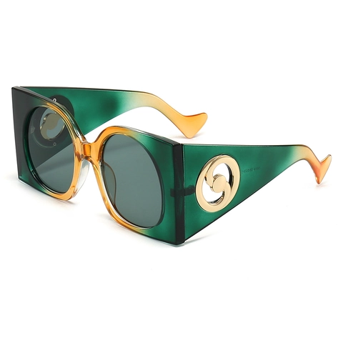 Gafas De Sol Cuadradas De Gran Tamaño Moda Retro Marco De PC Protección UV400 Con Decoración De Metal Redondo Dorado Para Mujeres Hombres