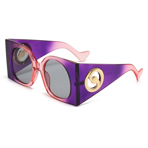 Gafas De Sol Cuadradas De Gran Tamaño Moda Retro Marco De PC Protección UV400 Con Decoración De Metal Redondo Dorado Para Mujeres Hombres