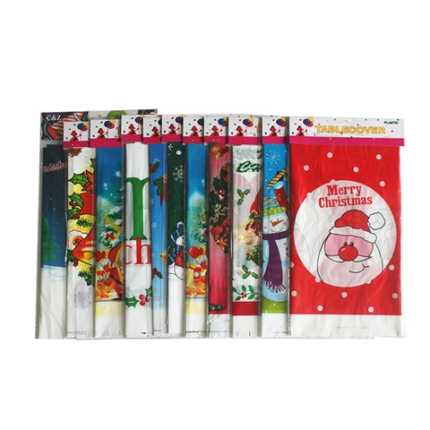 Kerst Wegwerp Tafelkleed PE Kunststof Waterdicht Rechthoekig Kerstman Sneeuwpop Patroon Vakantie Feest Decoratie