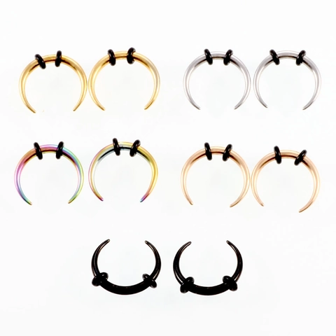 Anello Per Setto A Forma Di C In Acciaio Inossidabile Gioiello Per Piercing Corno Di Bufalo Con O-Ring In Gomma Stile Gothic