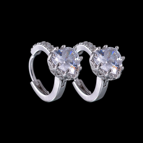 Boucles D'oreilles Huggie Hoop Alliage De Cuivre Coupe Princesse Carré Zircone Classique Mode Femmes Sans Nickel Plaqué Or Blanc
