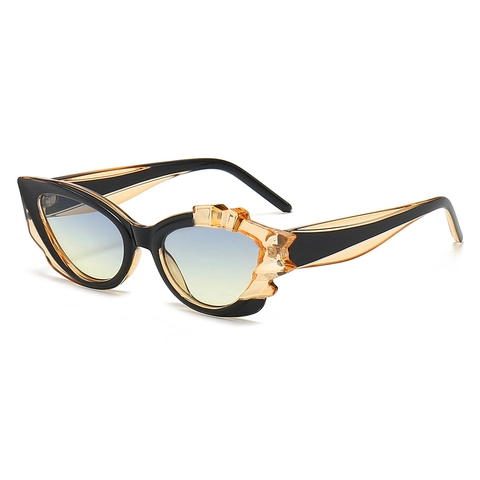 Occhiali Da Sole Cat Eye Donna Protezione UV Montatura In PC Bordo Ondulato Irregolare Stile Y2K Occhiali