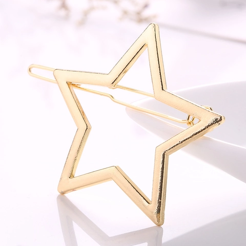 Pinzas Para El Cabello De Aleación Huecas En Forma De Estrella Clips Laterales Geométricos Simples Para Mujeres Elegantes