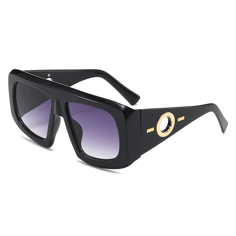 Oversized Vierkante Zonnebril Voor Dames Mode PC Montuur Gradiënt UV400 Lens Metalen Ring Decor Retro Trendy Eyewear