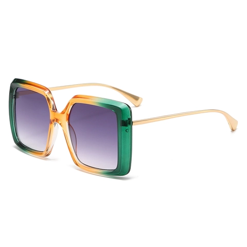 Oversized Square Sunglasses For Women Gradient Lens UV400 Protection PC Metal Frame Retro Fashion Eyewear