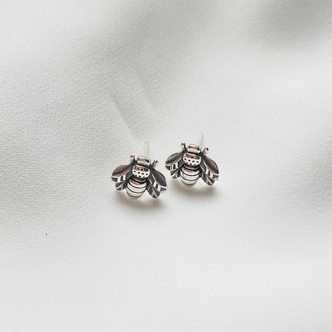 Vintage Biene Ohrstecker Mit 925 Sterling Silber Ohrstecker Oxidiert Tier Schmuck Für Frauen Retro Zierliches Geschenk