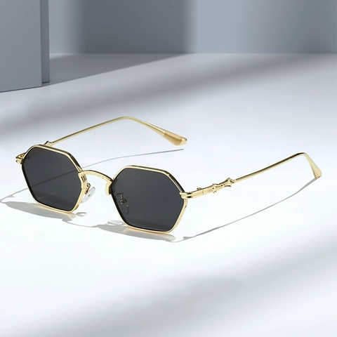 Occhiali Da Sole Ottagonali Retrò Con Montatura In Metallo Protezione UV400 Unisex Occhiali Di Moda Con Rilievo A Croce