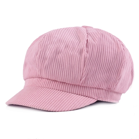Corduroy Newsboy Cap Voor Dames Retro Effen Kleur Achthoekige Schildershoed Herfst Winter Mode Accessoire