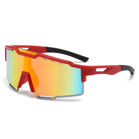 Sports Sunglasses Cycling Eyewear PC UV400 Windproof Oversized Mirrored Wrap Around Outdoor For Men Women